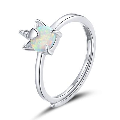 China FASHION FASHION Colorful Zircon Unicorn 925 Sterling Silver Ring For Kids And Girls for sale