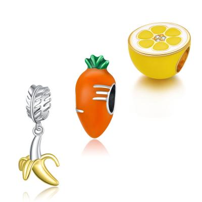 China TRENDY Banana Lemon Carrot Fruits Bracelet Charms For Pandora Rings 925 Silver for sale