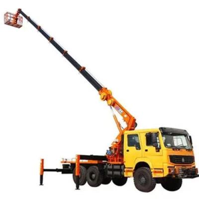 China High Altitude Folding Crane Truck Man Bucket Work Basket Crane Truck Man Bucket Work Boom Telescopic Construction Mounted Lift for sale