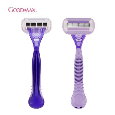 China Low Moq 4 Rts Promotional Good Quality Four Blade Lady Portable Adjustable Women Straight Disposable Shaving Razor for sale