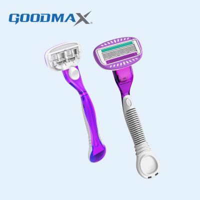 China Five Blades Wholesale Private Label Long Rubber Grip Safety Shaving Razor for sale