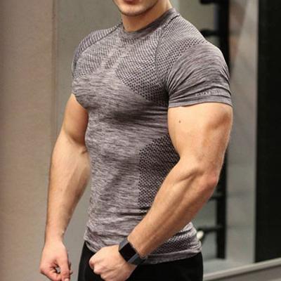 China New Casual Men's Breathable Sports Clothes Simple Fitness Gym Wear Tee T-shirt Fitted Gym Shirt for sale