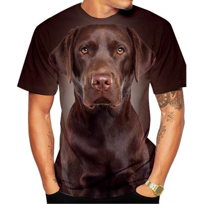 China Anti-wrinkle Summer Wear European And American Digital Black Big Dog Printed Short Sleeve T-shirt Mens Wear for sale