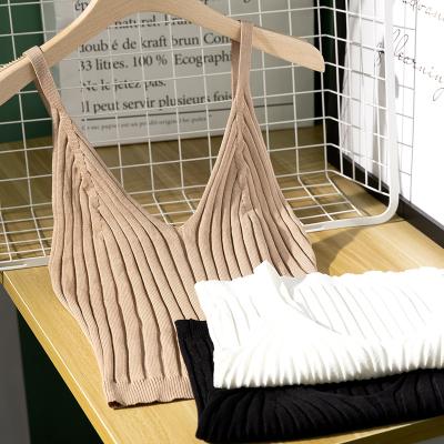 China New simple QUICK DRY solid ladies skirt underwear cropped knitting women's camisole vest white vest for sale