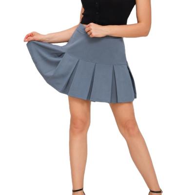 China Breathable Autumn Winter Skirt Elastic High Waist Pleated Skirt Pure Color Match Pleated Skirt for sale