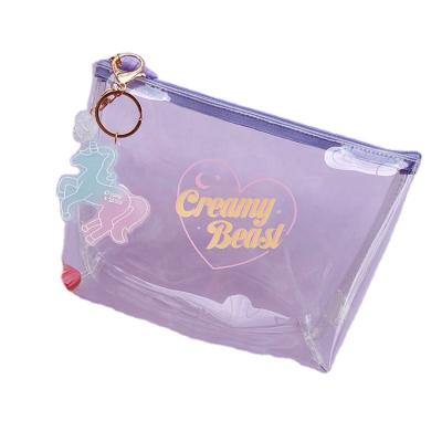 China 100%Eco-friendly Factory New Trend Sandro PVC Cosmetic Bag Clear Makeup Bag With Logo for sale