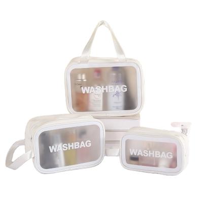 China Fashion Canada Lady / Cute / Beautiful Custom White Waterproof Clear Makeup Bags Private Label PVC Cosmetic Bag for sale