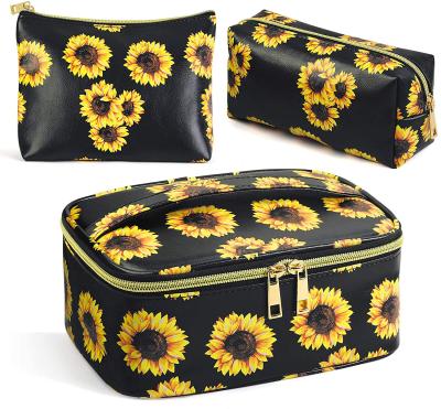 China Fashion Sandro Women Travel Cosmetic Bag Organizer Custom Cosmet Box Set Folwer Printed for sale