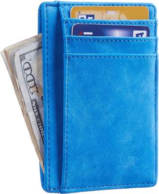 China RFID Eime Simple Leather Ultra-thin Wallet with Front Pocket, RFID Blocking, Medium Size for sale