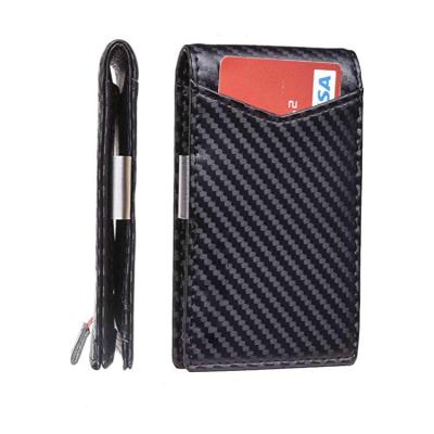 China Easy To Carry Sandro RFID Black Lightweight Men's Slim Carbon Fiber Wallet Money Clip Wallet for sale