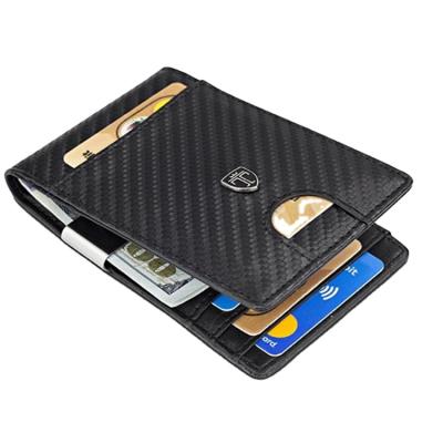 China Easy To Carry Sandro Mens Carbon Fiber Wallet Money Clip Front Pocket Slim RFID Bifold Wallets for sale