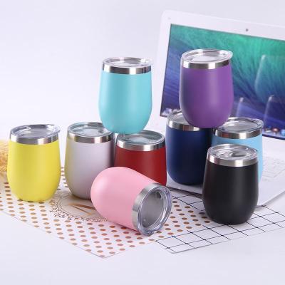 China PORTABLE Custom 12oz Double Wall Stainless Steel Wine Vacuum Egg Tumbler Insulated Cups With Lids for sale