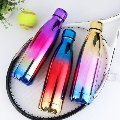 China Business 500ML Double Wall Plating Stainless Steel UV Shiny Cola Formed Vacuum Insulated Thermos Flask Water Bottle for sale