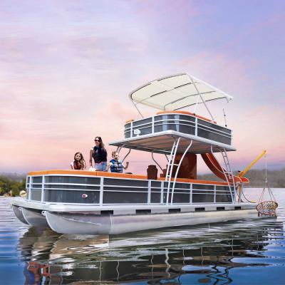 China 2021 Family Entertainment Pontoon Party Double Decker Aluminum Boat For Sale for sale