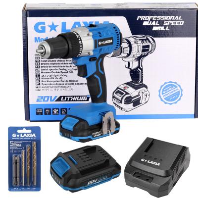 China With Built In LED Working GALAXIA 20V Lithium 13mm Lightweight Dual Speed ​​Cordless Drill With Soft Grip Handle for sale