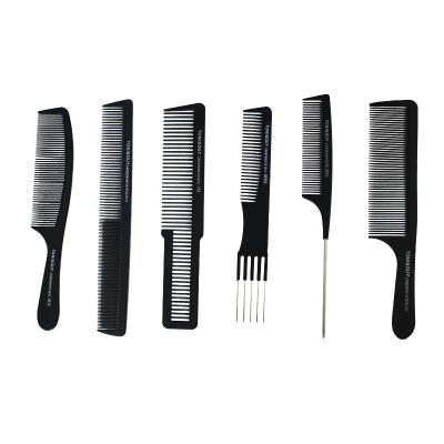 China For Home Use Wholesale Plastic 6Pcs Flat Comb Sets Durable PP Universal Salon Straighten Brush Hair With Stainless Steel Pintail for sale