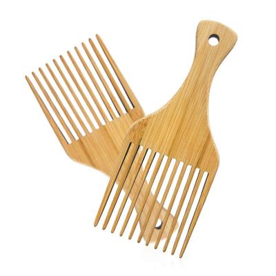 China For Customized Logo 100% Commercial Afro Pick Comb Beard Hair Pick Comb Natural Bamboo Wooden Comb for sale