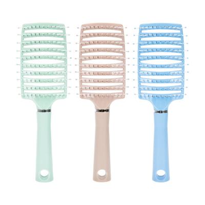 China Professional Solid Round Paddle Teeth Nine Row Comb ABS Curved Rib Comb Hair Care Ribs Comb Female Hair Brush for sale