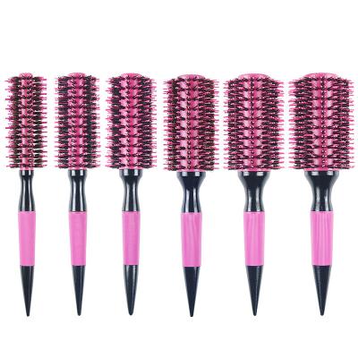 China Professional Salon Factory Salon Hot Pink Hot Pink Hair Brush Ionic Round Wooden Handle Thermal Nylon Roller Brush Best for sale