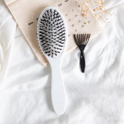 China New Arrival Eco-friendly Wooden Detangling Waterproof Nylon And Boar Bristle Brush Wig Hair Extension Brush for sale