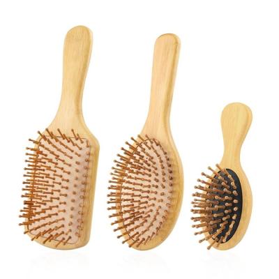 China Wholesale Wide Tooth Paddle Hair Brush Rat Tail Comb Natural Bamboo Professional Hair Brush Comb Set for sale