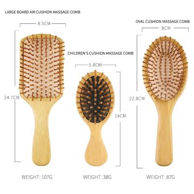 China Wholesale Wide Tooth Paddle Hair Brush Rat Tail Comb Natural Bamboo Professional Hair Brush Comb Set for sale