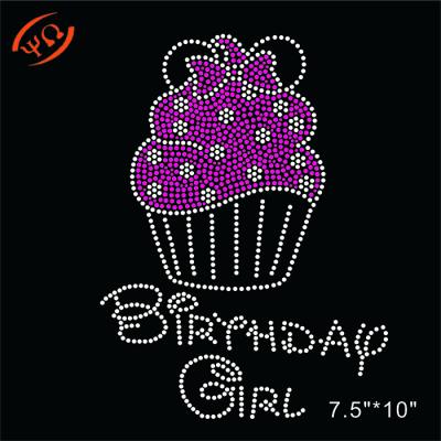 China Wholesale Flatback Birthday Girl Hotfix Bling Pattern Rhinestone Transfer Design For Clothes for sale