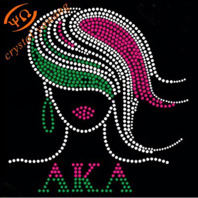 China Custom Flatback Bling Afro Girl Iron On Transfer Rhinestone Design For T Shirt Wholesale for sale