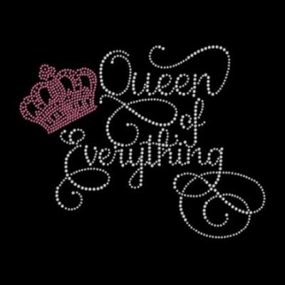 China Custom Flatback Bling Queen of Everything Rhinestone Transfer Designs for Apparel for sale