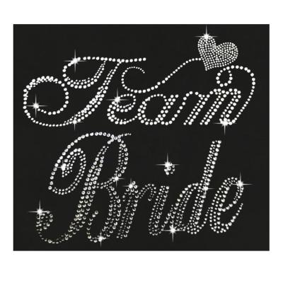 China Wholesale Custom Logo Flatback Bling Team Bride Rhinestone Heat Transfer For T-shirt for sale