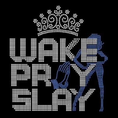 China Custom Flatback Wake Pray Slay Diva Christian Prayer Jesus Transfers Rhinestone Heat for sale