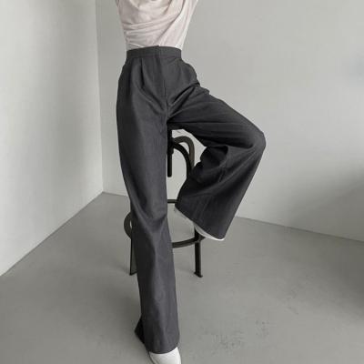 China New Trends Anti-Static Anti-Static Springs Gray Work Trouser Loose High Waist Casual Office Women's Wide Leg Pants for sale