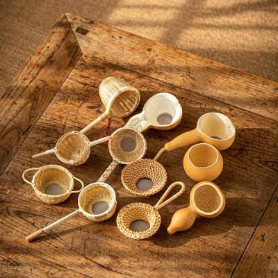 China Japan Tea Leaves Filter Hole Squash Tea Meng Zong Bamboo Root Tea Bamboo Sieve Drain Spoon Leak for sale