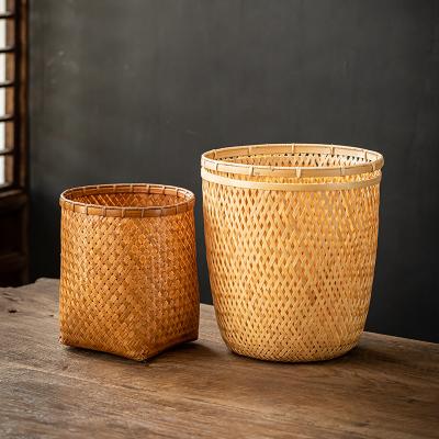 China Viet Nam Chinese Handmade Bamboo Basket Book Storage Paper Roll Dirty Laundry Basket for sale