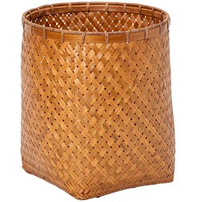 China Viet Nam Totally Handmade Bamboo Basket Book Storage Box Paper Roll Placement Basket Dirty Laundry Basket for sale