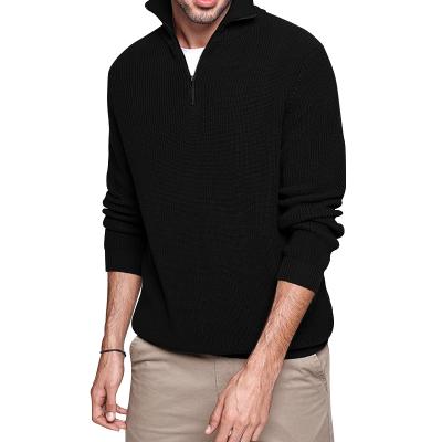 China Custom Men's Anti-shrink Plain Zipper Pullover Sweater High Neck Logo Sweaters for sale