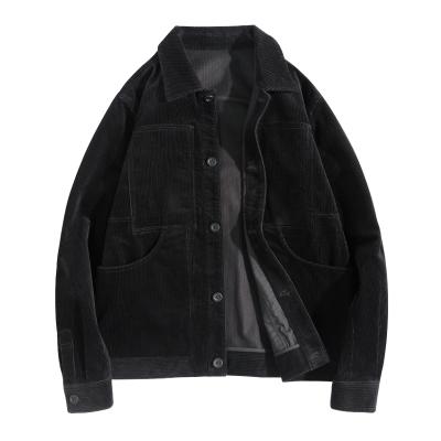 China Viable Outdoor High Quality Men's Corduroy Clothing Autumn New Style Black Retro Lapel Jacket for sale