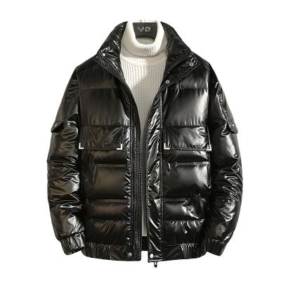 China Shiny Hooded Winter Packable Ultralight Warm Outdoor High Quality Viable Down Jacket Men for sale