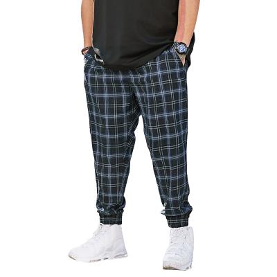 China OEM Anti-pilling Men's Plus Size Fashion Plaid Nine Minute Fat Soft Pants Casual Pants for sale