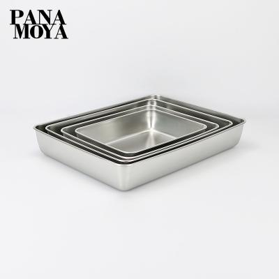 China Sustainable Stainless Steel Rectangular Disc Bake Cake Tray Compote Napkin Tray for sale