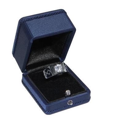 China RTS BR50 R-B Push Button Small Bengaline Ring Box - outside blue - inside black for sale