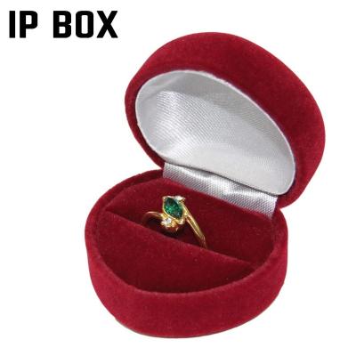 China Velvet Ring Box - 6201 velvet color: Burgundy /White/Burgundy - custom printed logo - small size - inventory - MOQ 120pc - quote for sale