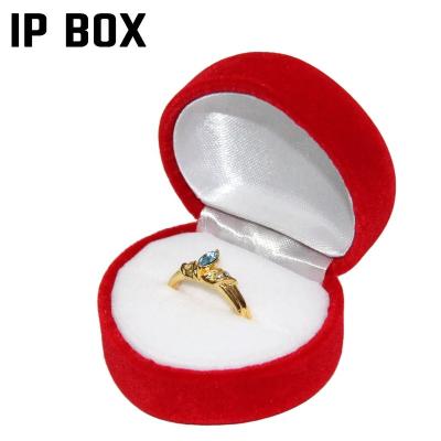 China Velvet 6201 Velvet Ring Box - outside red inside white - custom printed logo - small size - inventory - MOQ 120pc - quote for sale