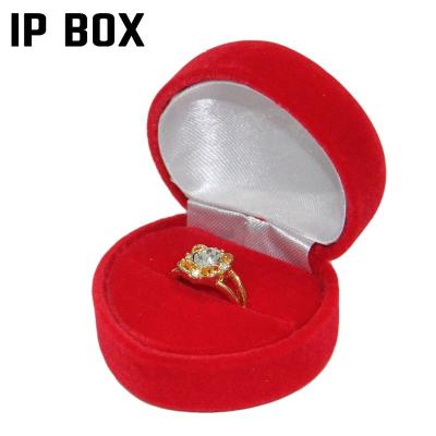 China Velvet Ring Box - 6201 Velvet color: Red /White/Red - custom printed logo - small size - inventory (full red) - MOQ 120pc - quote for sale