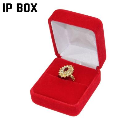 China Velvet 6220/0001 Rectangular Velvet Ring Box - custom printed logo - color: Full Red - insert style: Single Slot - MOQ 120pc for sale