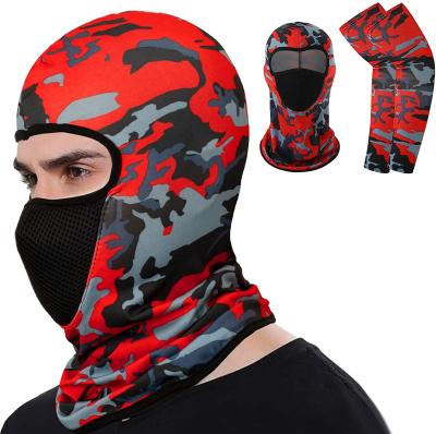 China High Elastic UV Protection Breathable Neck Cuff Head Wraps Ice Silk Arm Sleeves Cover Set Balaclava Summer Full Face Cover And Arm Cooling for sale