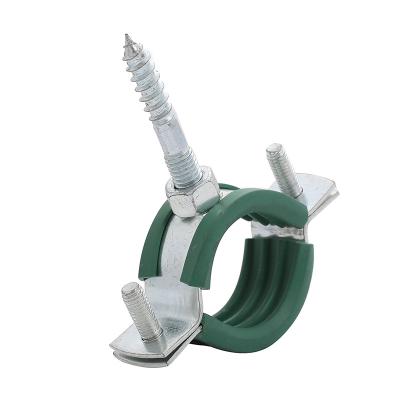 China Super Quality Green Nailed Pipe Clamp Clamp With Heavy Duty Rubber Galvanized M8 Pipe Clamp for sale