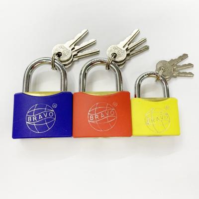 China colorful iron bravo lock padlock with plastic coated 40MM-70MM for sale