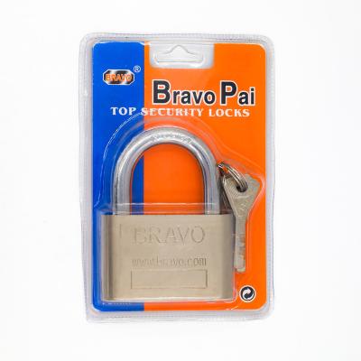 China Big Circle Lock Iron BRAVO Heavy Duty Padlock With 4 Vane Key Small Luggage Lock for sale