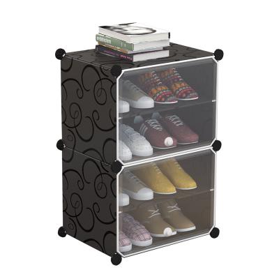 China Simple and modern style detachable dustproof shoe storage cabinet can be assembled multi-layer shoe cabinet plastic shoe rack for sale